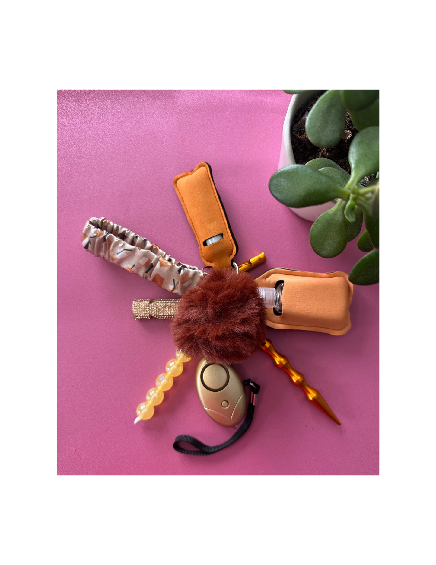 Orange Coffee Safety Defense Keychain