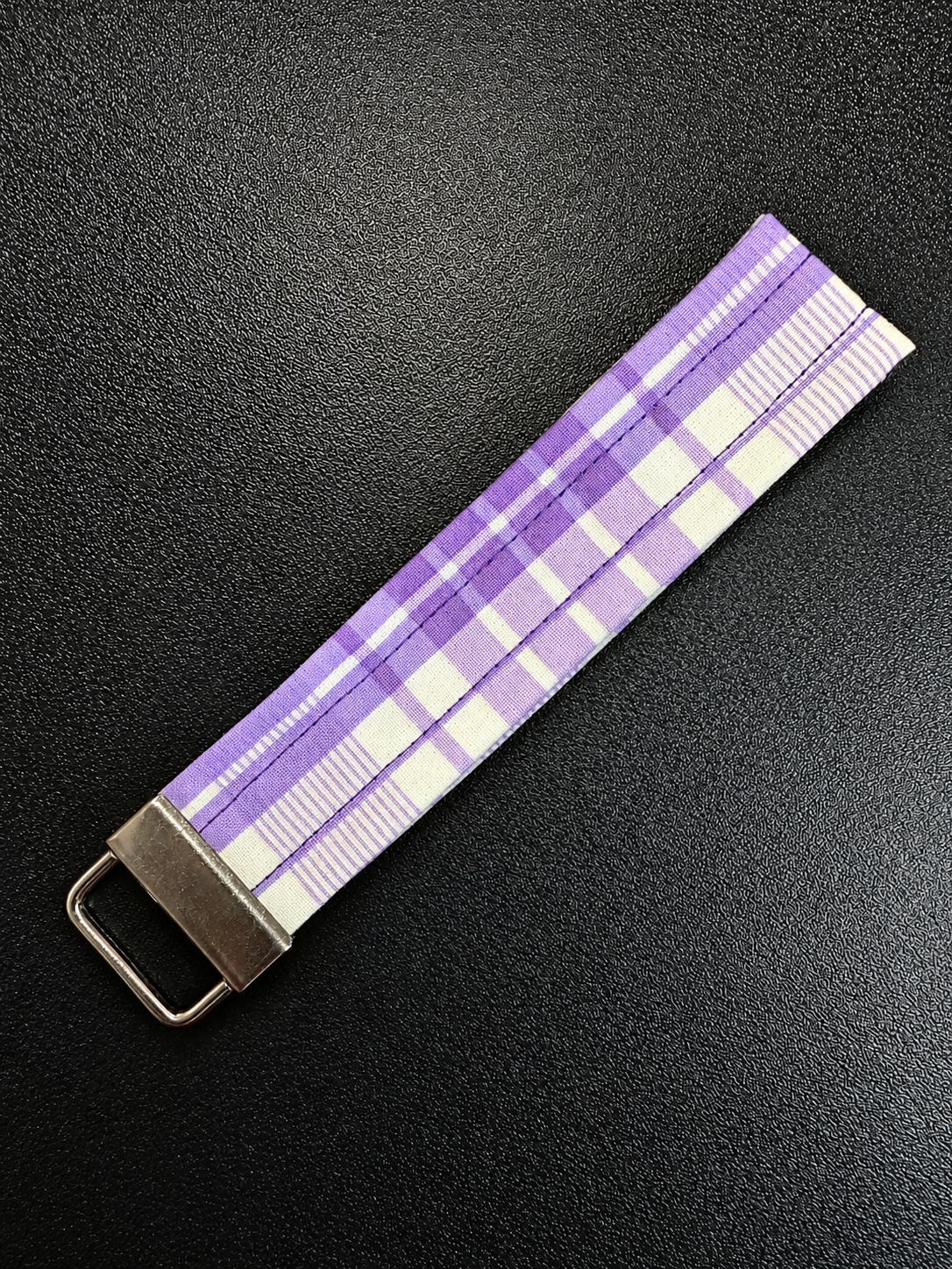 Purple and White Stripe Keychain Wristlet