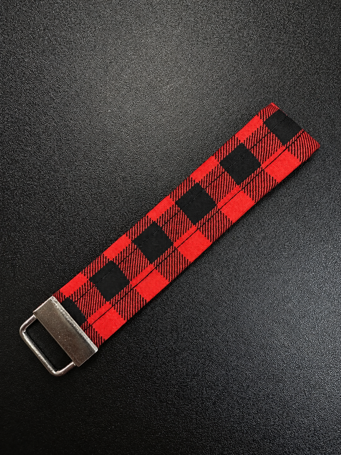 Checkered Black and Red Keychain Wristlet