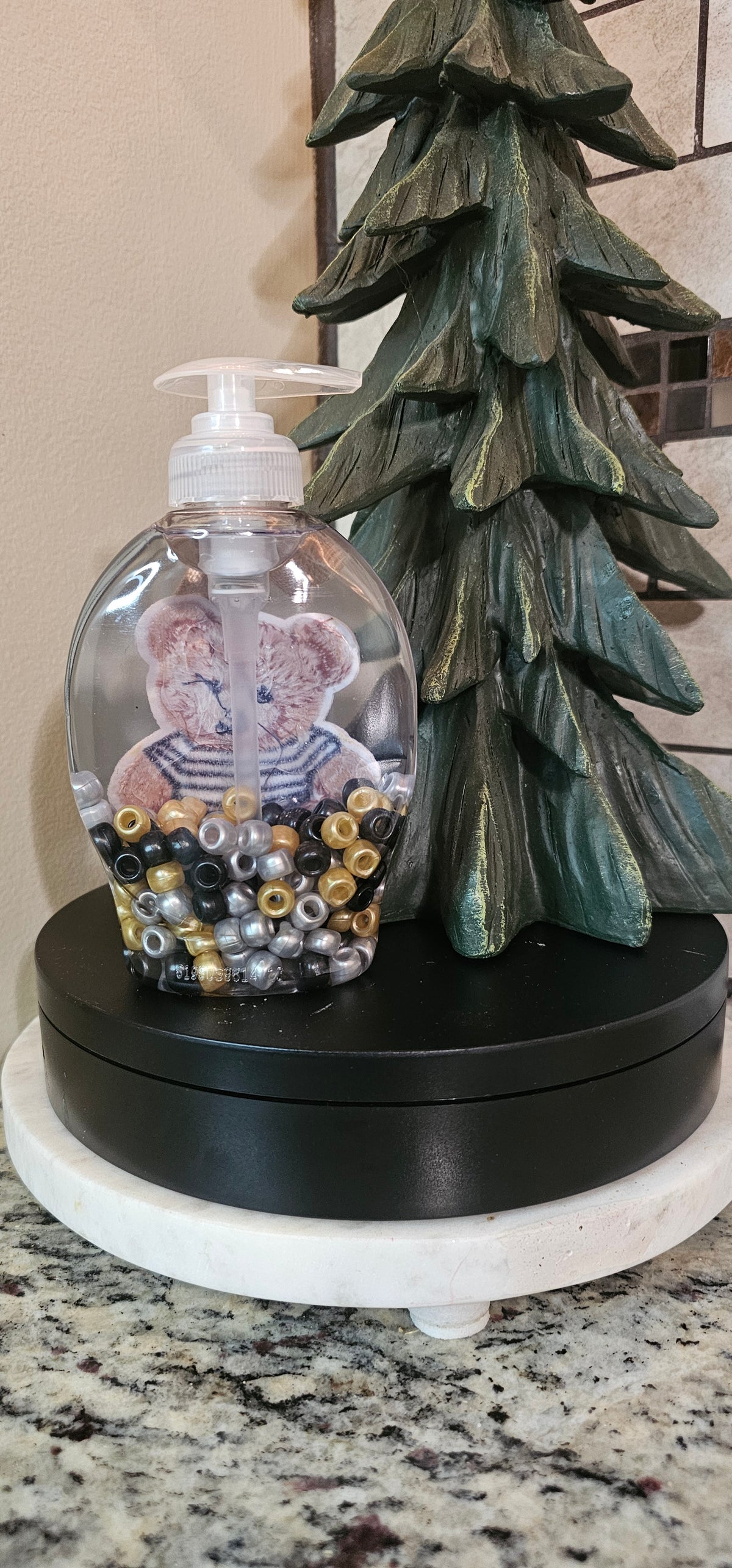 Handmade Beaded Hand Soap Teddy Bear Bottle, Decorative Bathroom or Kitchen Décor, Housewarming Gift, Cute Soap