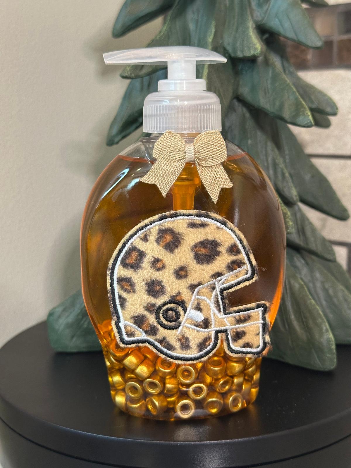 Handmade Hand Soap or Hand Sanitizer Beaded Football Helmet Dispenser, Decorative Bathroom, Kitchen Décor, Housewarming Gift, Cute Soap