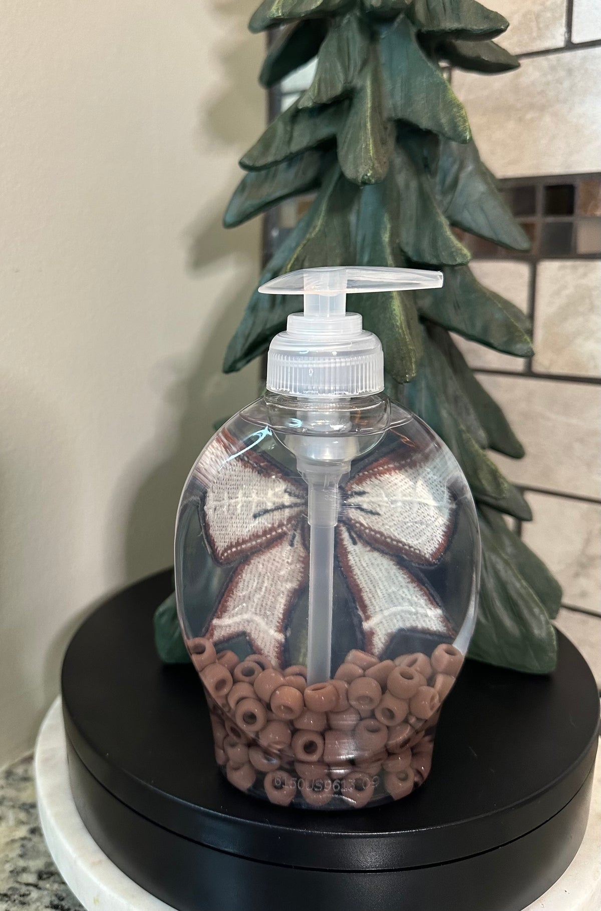 Handmade Hand Soap or Hand Sanitizer Beaded Bow Football Dispenser, Decorative Bathroom, Kitchen Décor, Housewarming Gift, Cute Soap