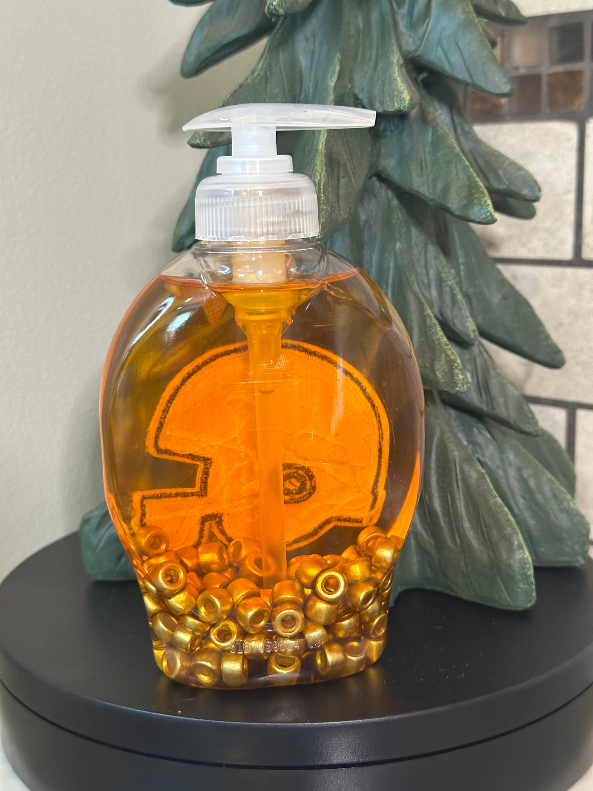 Handmade Hand Soap or Hand Sanitizer Beaded Football Helmet Dispenser, Decorative Bathroom, Kitchen Décor, Housewarming Gift, Cute Soap