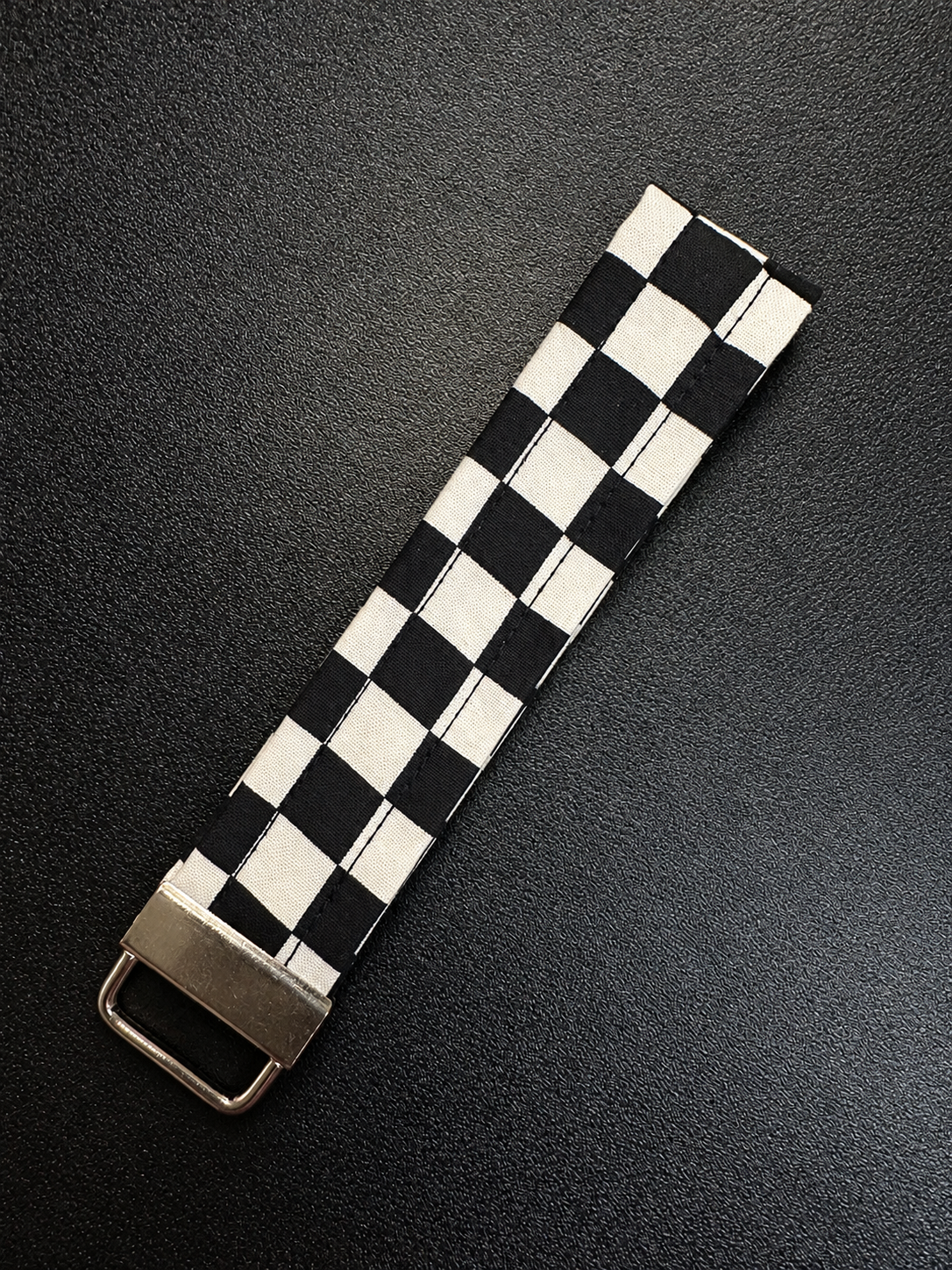Black and White Checkerboard Keychain Wristlet