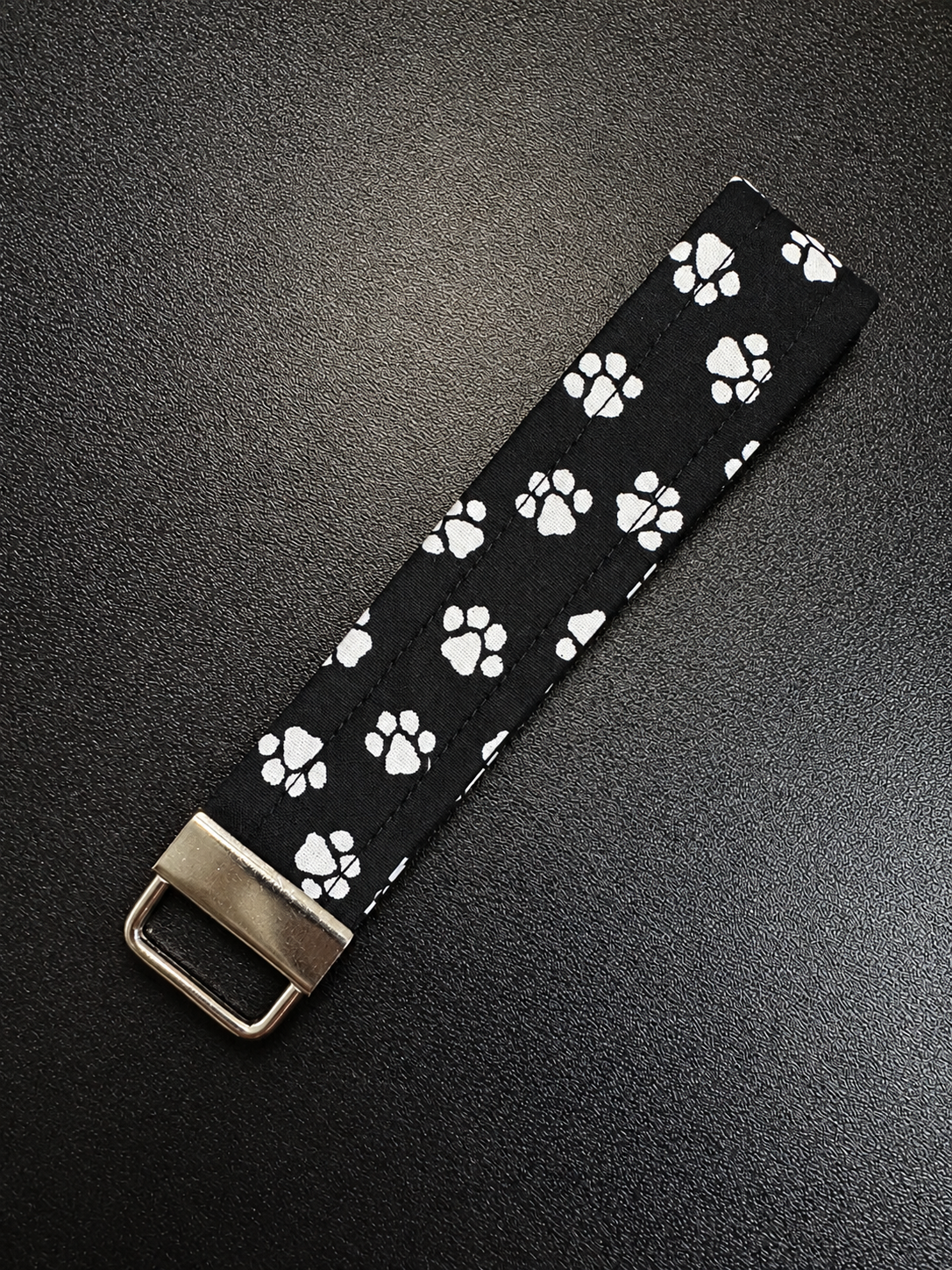 Black and White Paw Print Keychain Wristlet