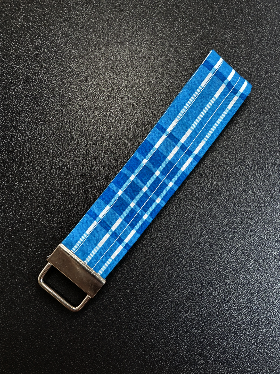 Blue and White Stripe Keychain Wristlet
