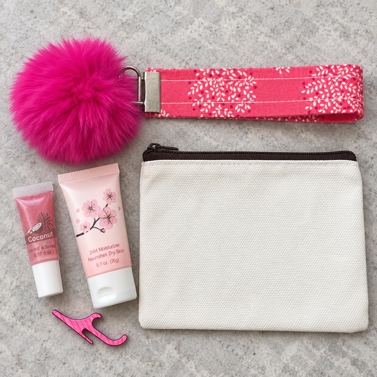 Pink Dandelions Wristlet Comfort Kit