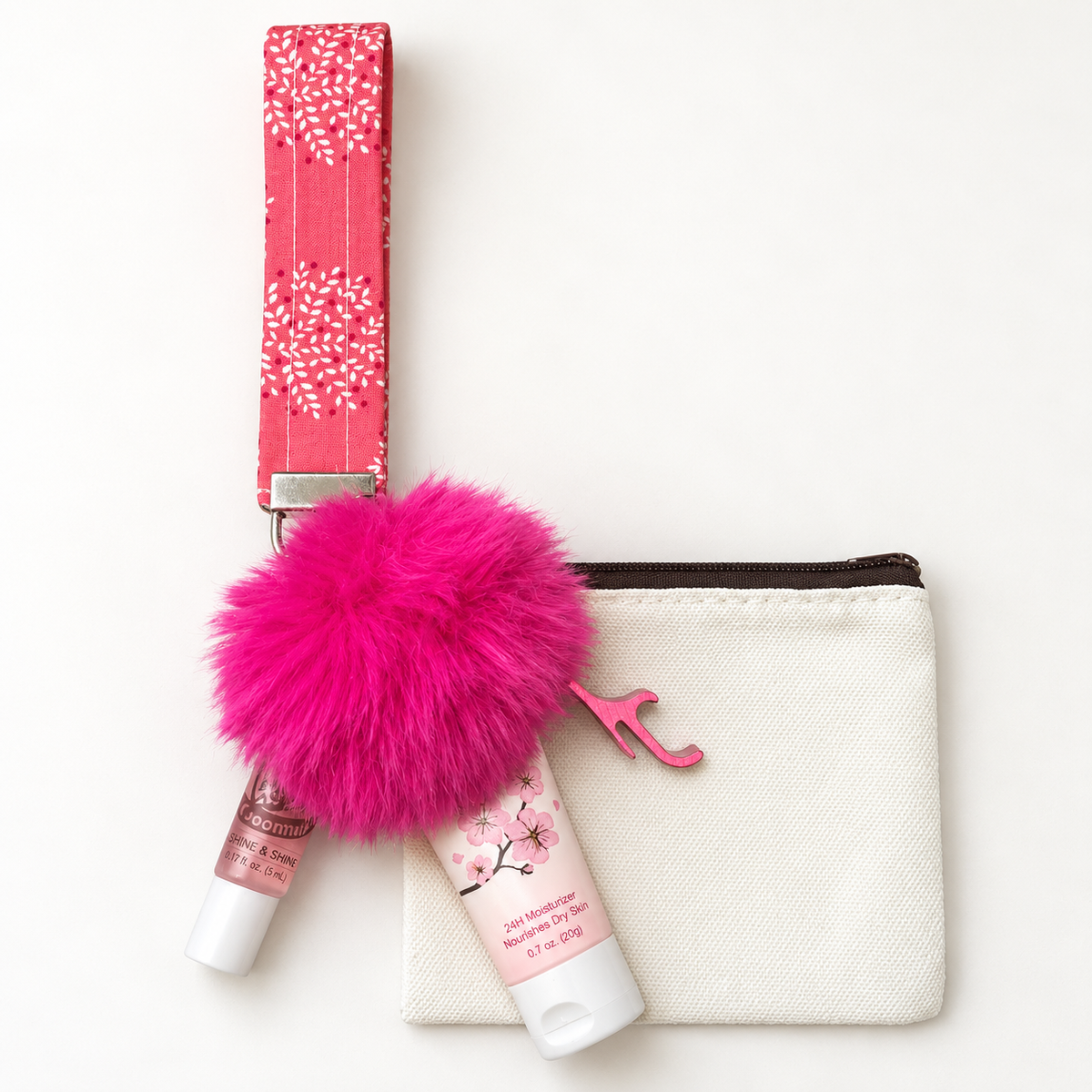 Pink Dandelions Wristlet Comfort Kit