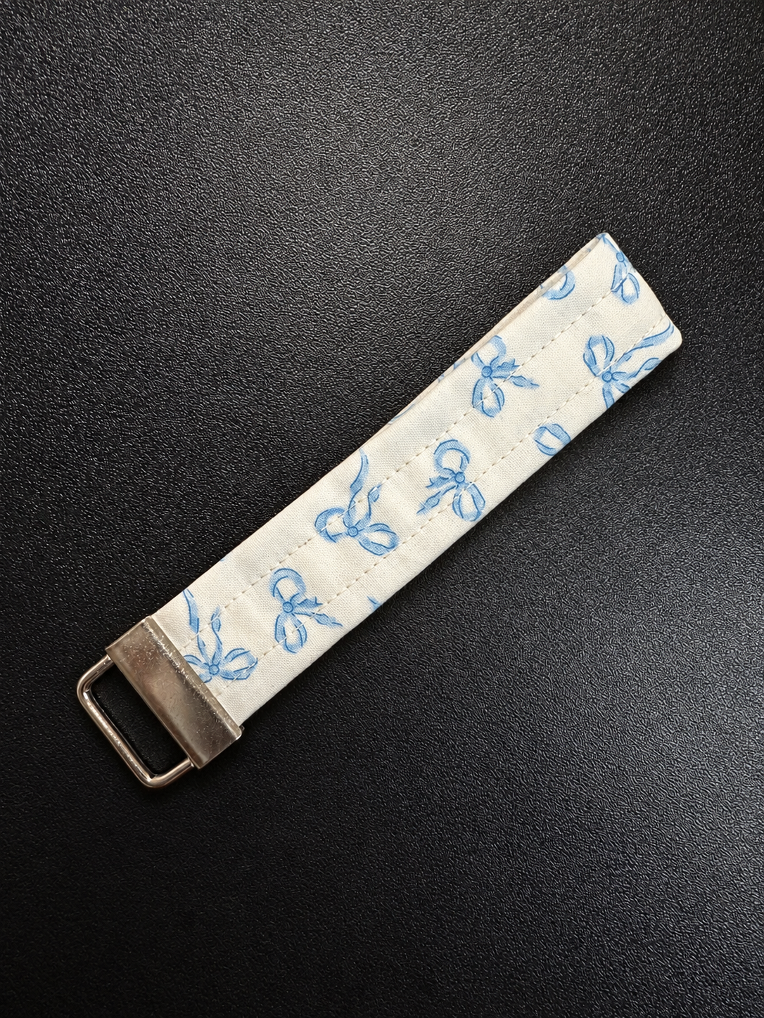 Blue Bow Keychain Wristlet