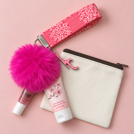 Pink Dandelions Wristlet Comfort Kit