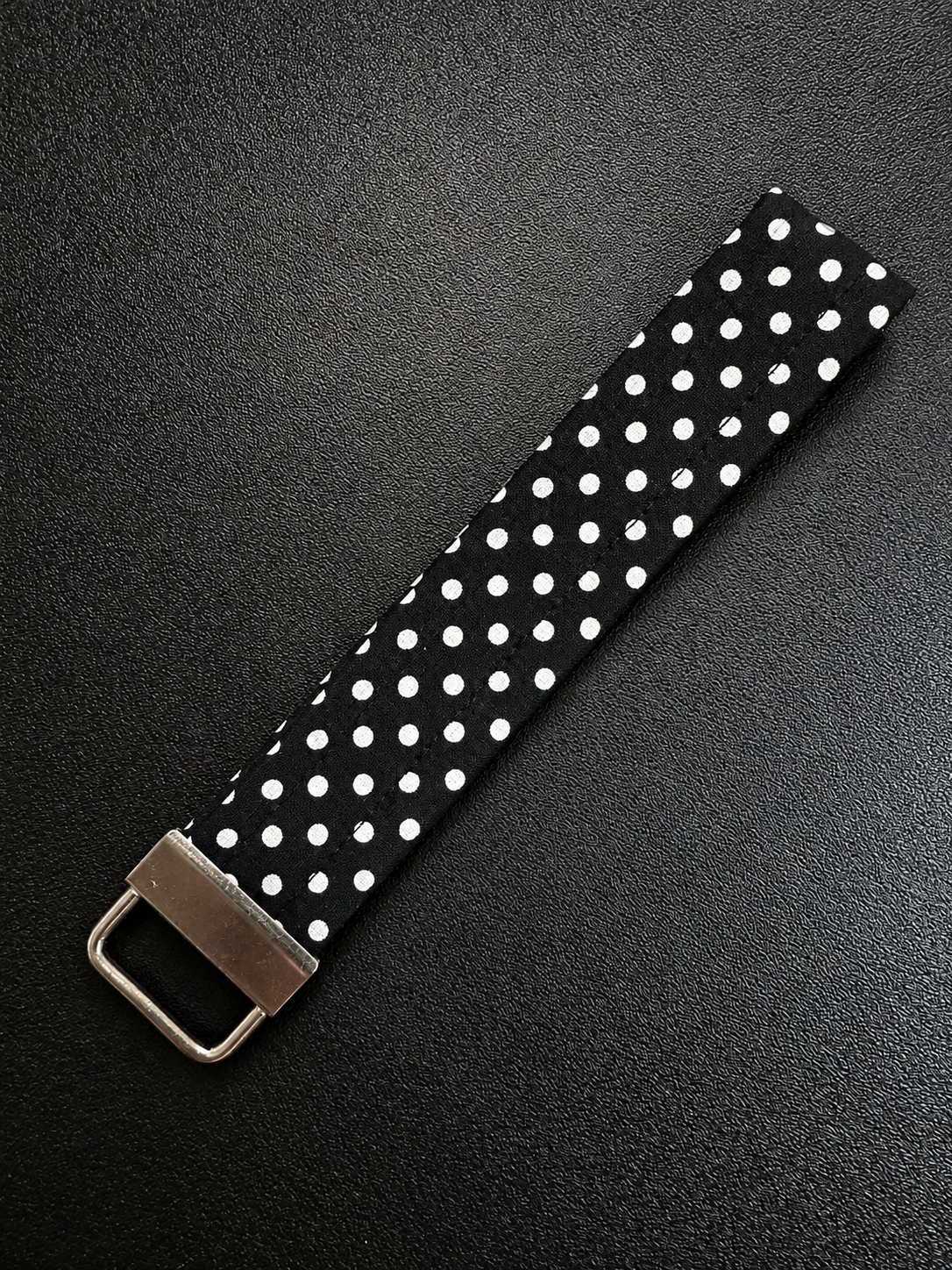 Black and White Polka Dot Keychain Wristlet