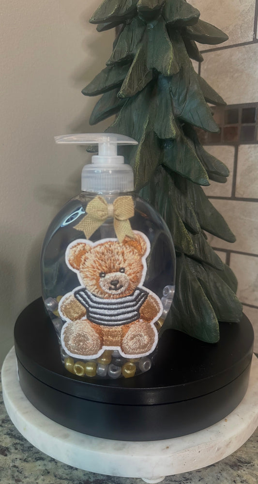 Handmade Beaded Hand Soap Teddy Bear Bottle, Decorative Bathroom or Kitchen Décor, Housewarming Gift, Cute Soap