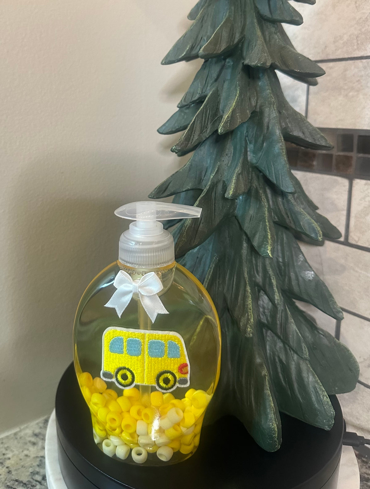 Handmade Hand Soap or Hand Sanitizer Beaded Bow School Bus, Decorative Bathroom, Kitchen Décor, Housewarming Gift, Cute Soap