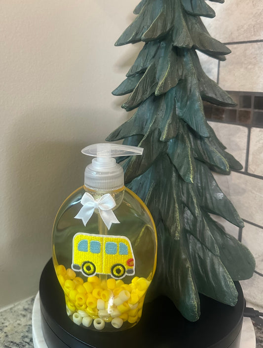 Handmade Hand Soap or Hand Sanitizer Beaded Bow School Bus, Decorative Bathroom, Kitchen Décor, Housewarming Gift, Cute Soap