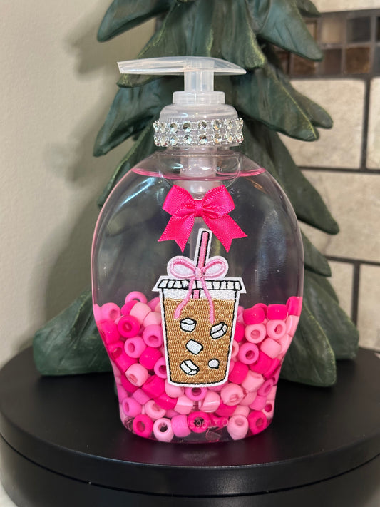 Handmade Hand Soap or Hand Sanitizer Beaded Ice Coffee Dispenser, Decorative Bathroom, Kitchen Décor, Housewarming Gift, Cute Soap