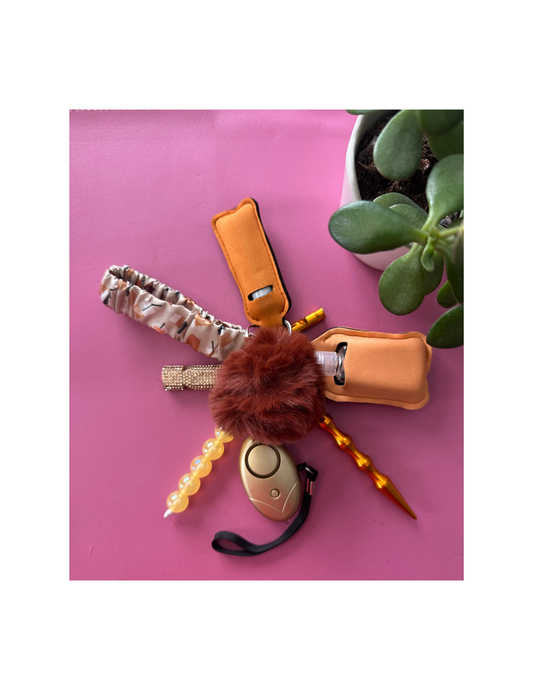 Orange Coffee Safety Defense Keychain