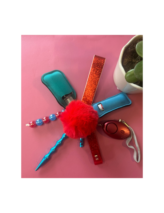 Blue and Red Safety Defense Keychain
