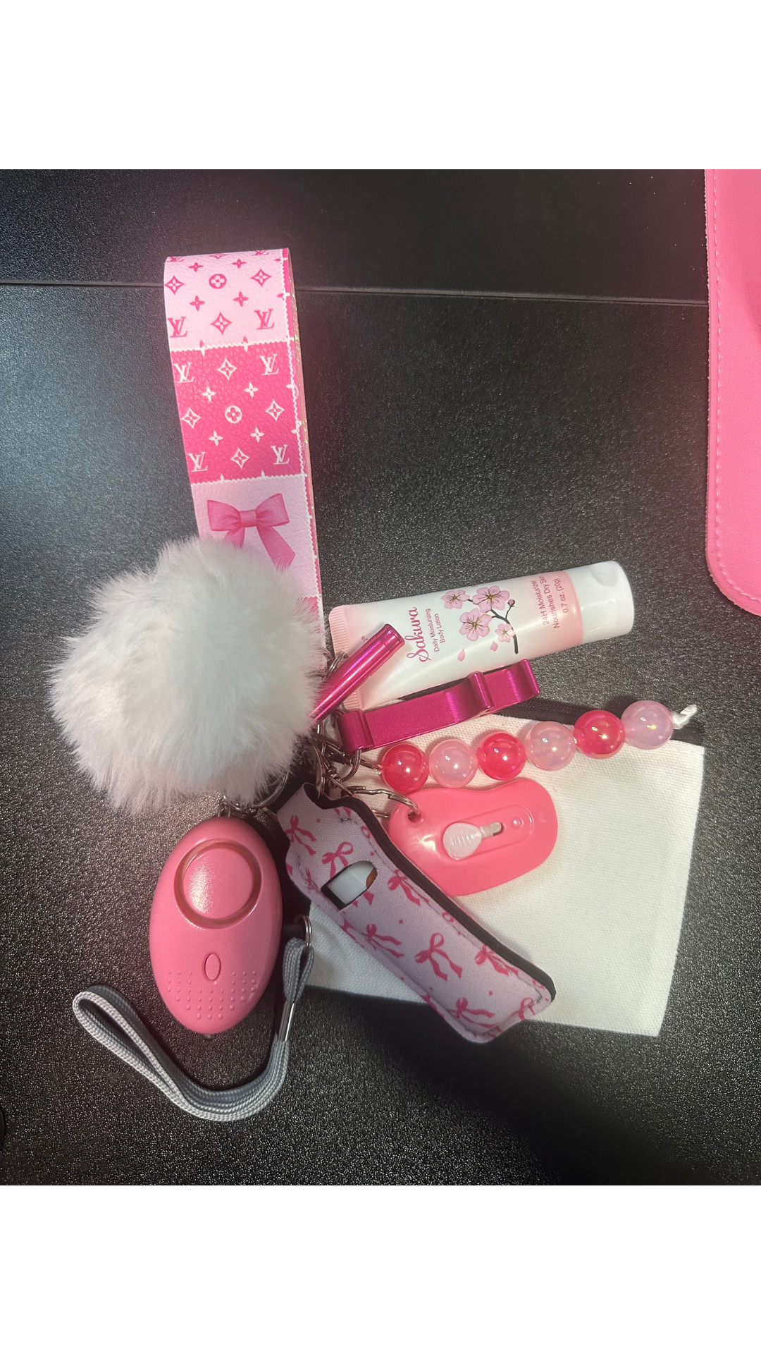 Pink Bow Wristlet Comfort Kit