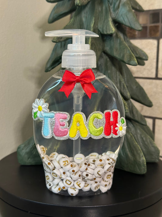 Handmade Hand Soap or Hand Sanitizer Beaded Teach Dispenser, Decorative Bathroom, Kitchen Décor, Housewarming Gift, Cute Soap