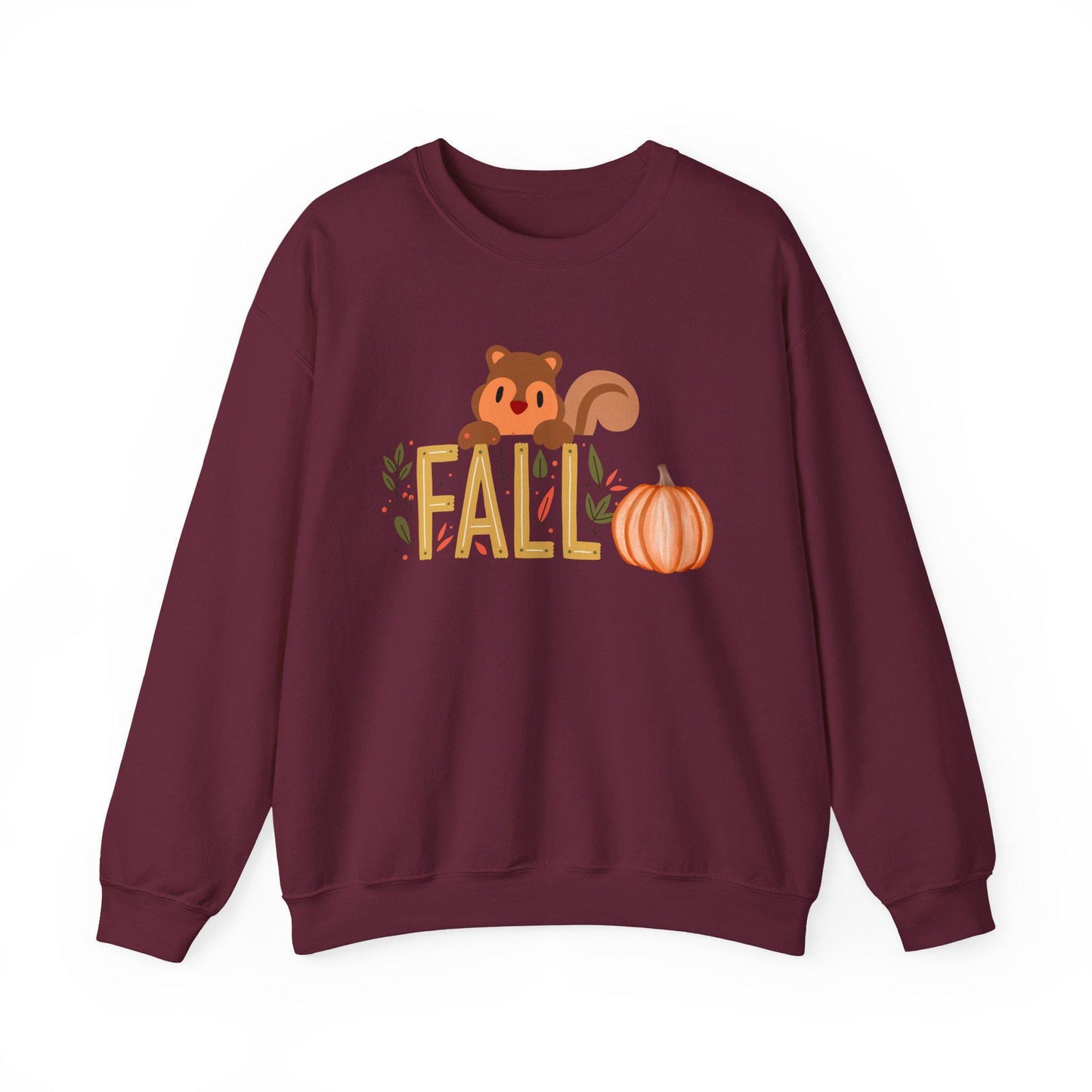 Squirrel Pumpkin FALL Crewneck Sweatshirt | Cozy Autumn Graphic Tee
