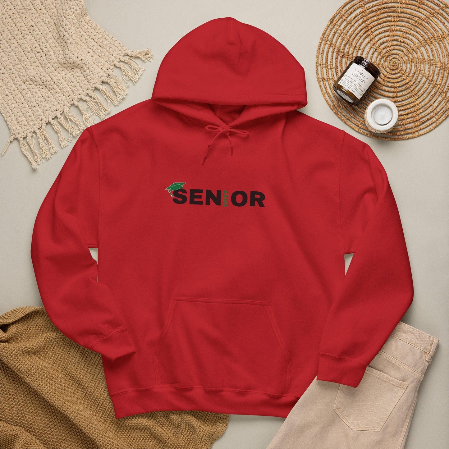 Senior Graduation Hoodie | Class of 2027 Mortarboard Senior Graphic | Teen Back to School | Custom
