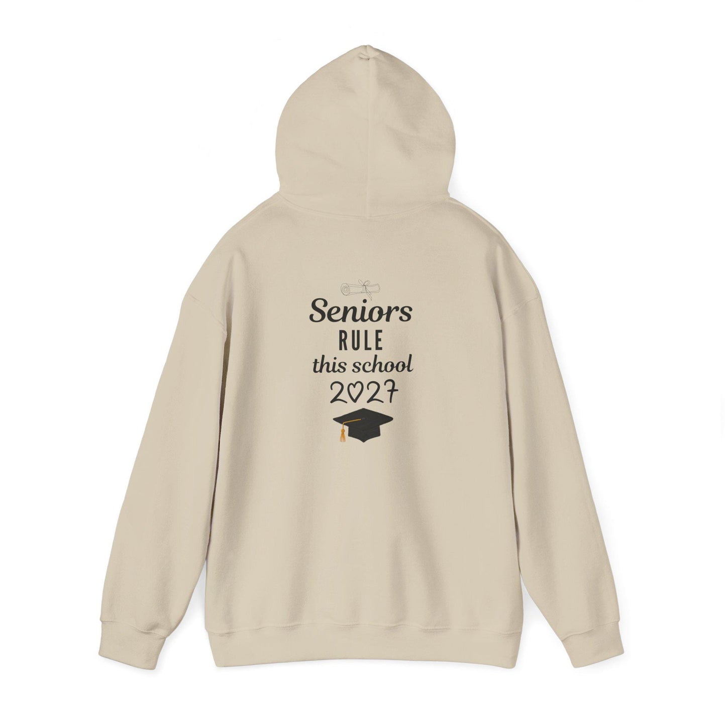 Senior Class 2027 Hoodie | Graduation Cap Seniors Rule Back Print | Teen Back to School