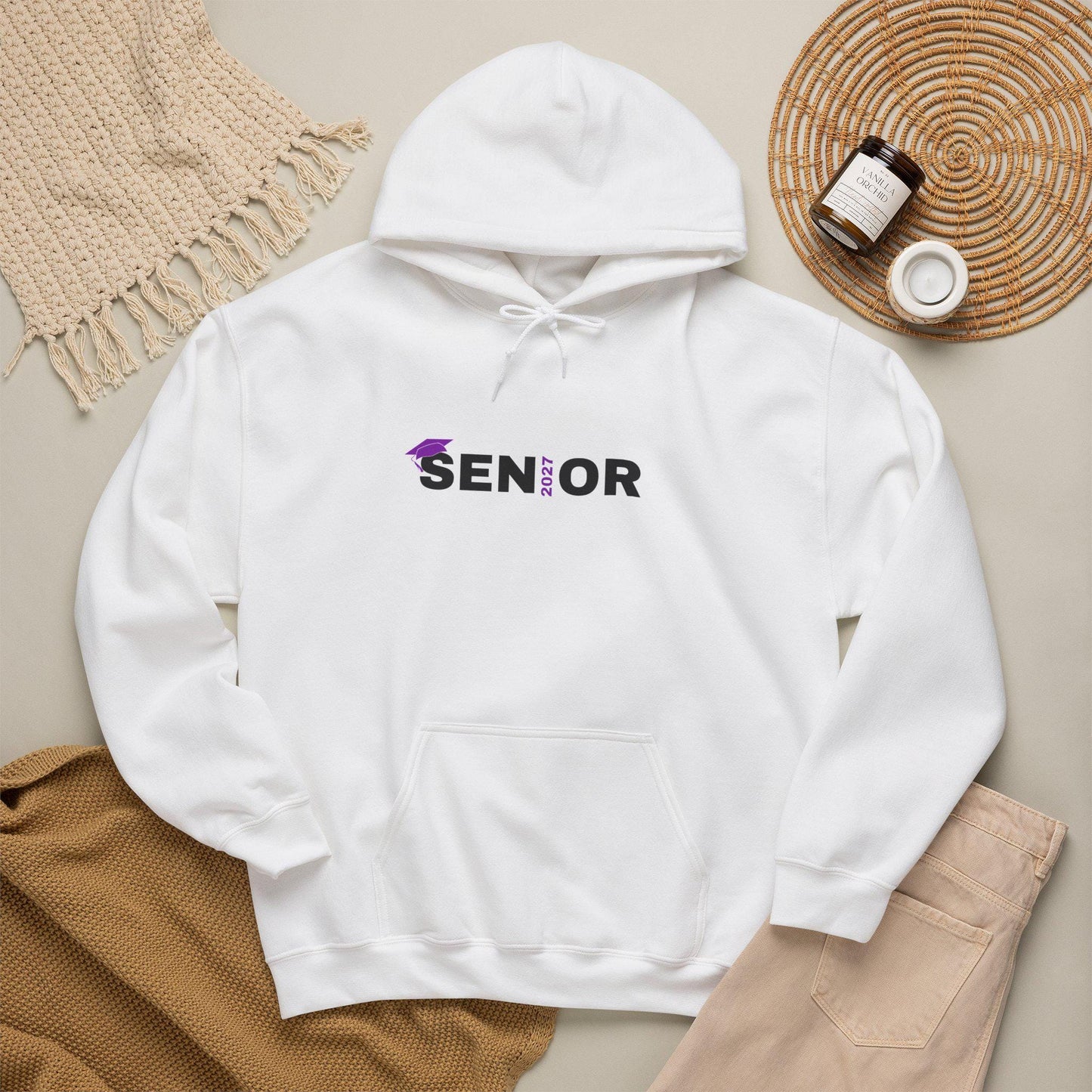 Senior Class 2027 Hoodie | Graduation Cap Seniors Rule Back Print | Teen Back to School