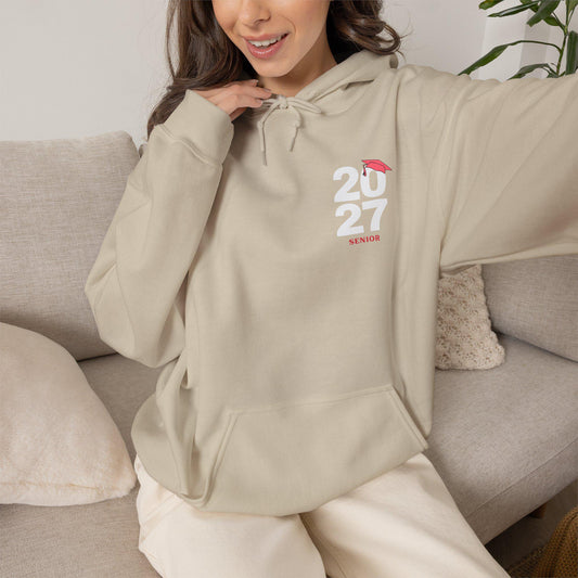 Pink Graduation Cap Senior Hoodie | Minimal Class of 2026 Grad Sweatshirt | Female | Teen School