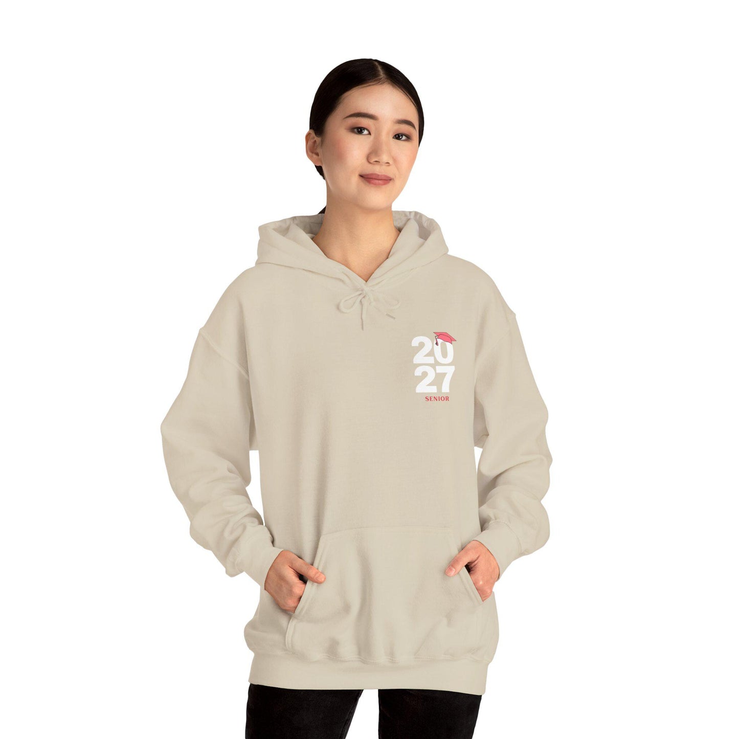 Pink Graduation Cap Senior Hoodie | Minimal Class of 2026 Grad Sweatshirt | Female | Teen School