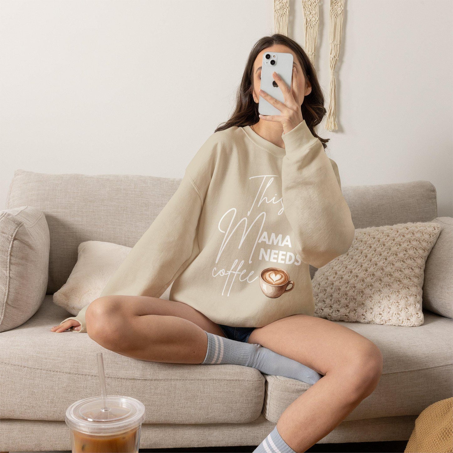 This Mama Needs Coffee Sweatshirt | Mom Coffee Lover Crewneck | Mama Graphic Sweatshirt Gifted | Coffee Mom T-shirt | Latte Sweatshirt