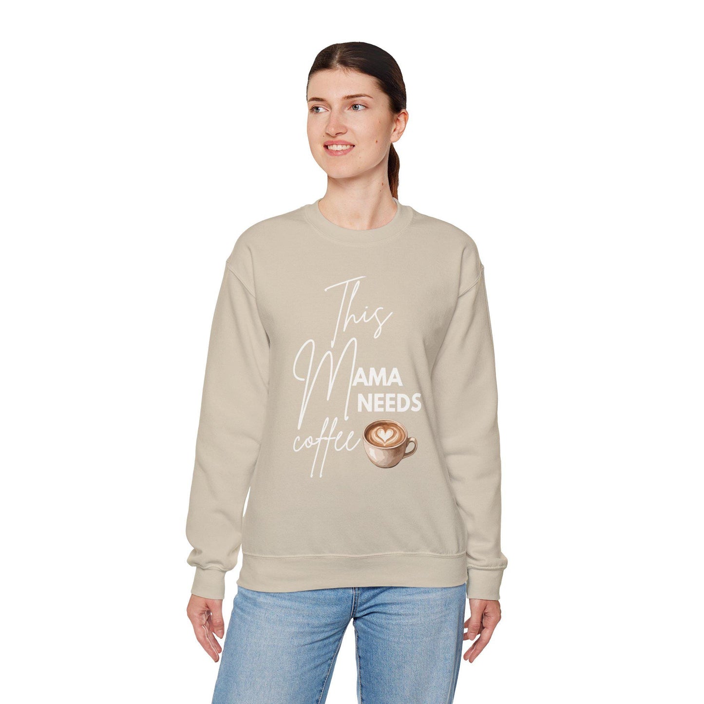 This Mama Needs Coffee Sweatshirt | Mom Coffee Lover Crewneck | Mama Graphic Sweatshirt Gifted | Coffee Mom T-shirt | Latte Sweatshirt