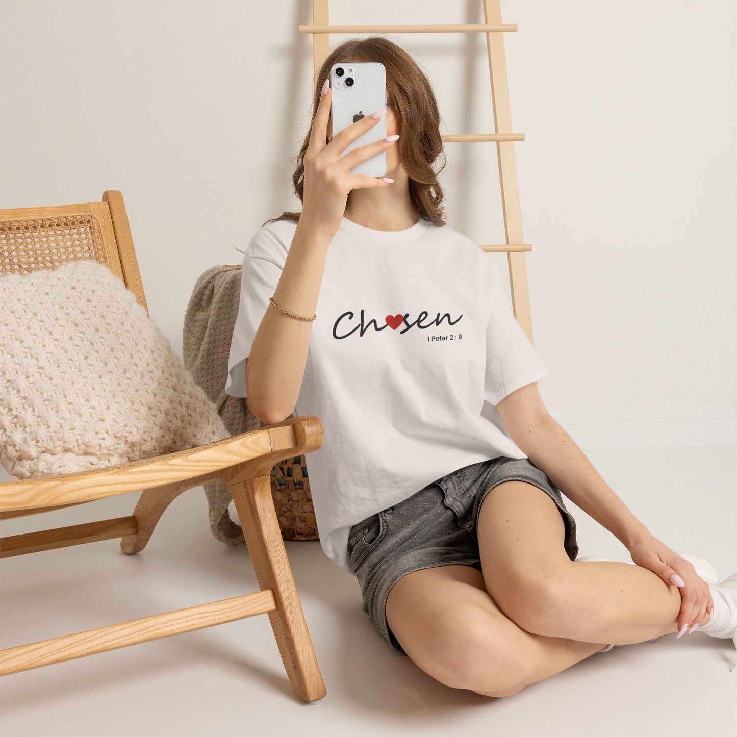 Women's comfortable Chosen Tee -Christian Scripture T-Shirt Graphic (1 Peter 2:9), Godly Theme Apparel Wear, Religious Theme Attire Lady
