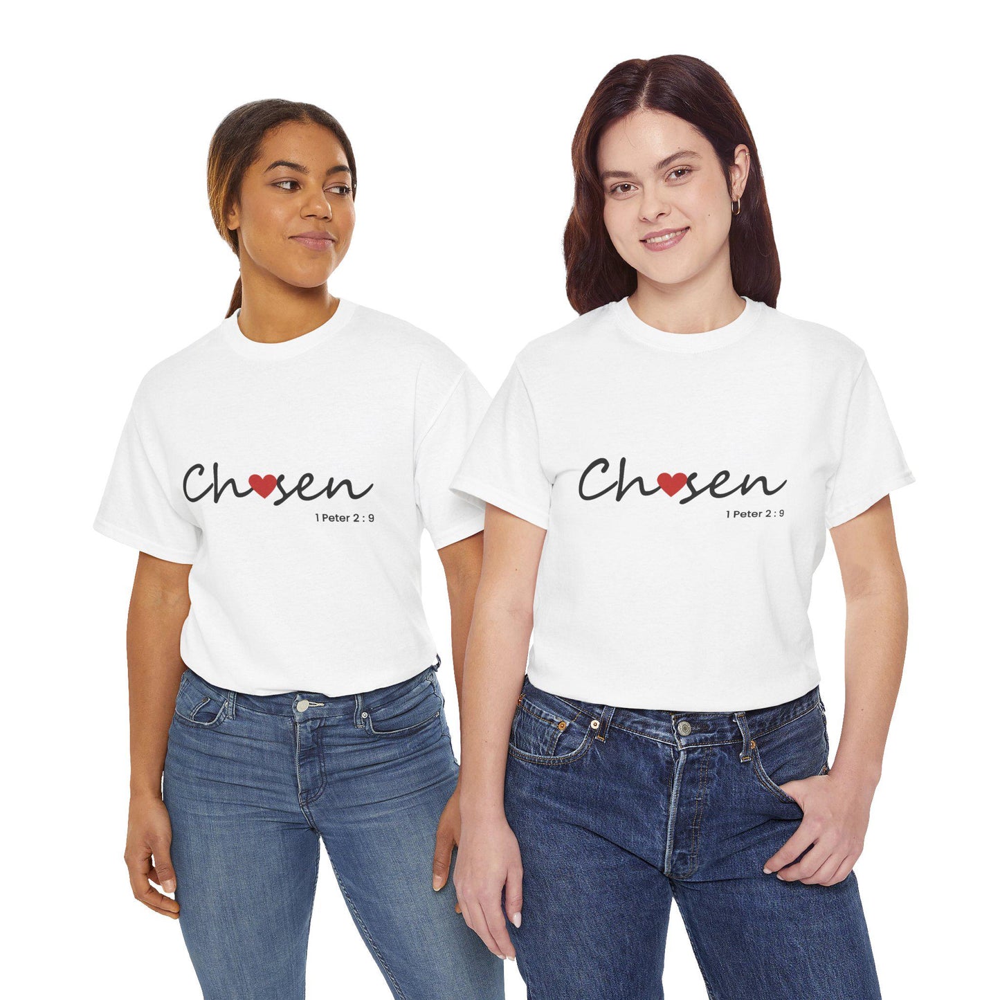 Women's comfortable Chosen Tee -Christian Scripture T-Shirt Graphic (1 Peter 2:9), Godly Theme Apparel Wear, Religious Theme Attire Lady