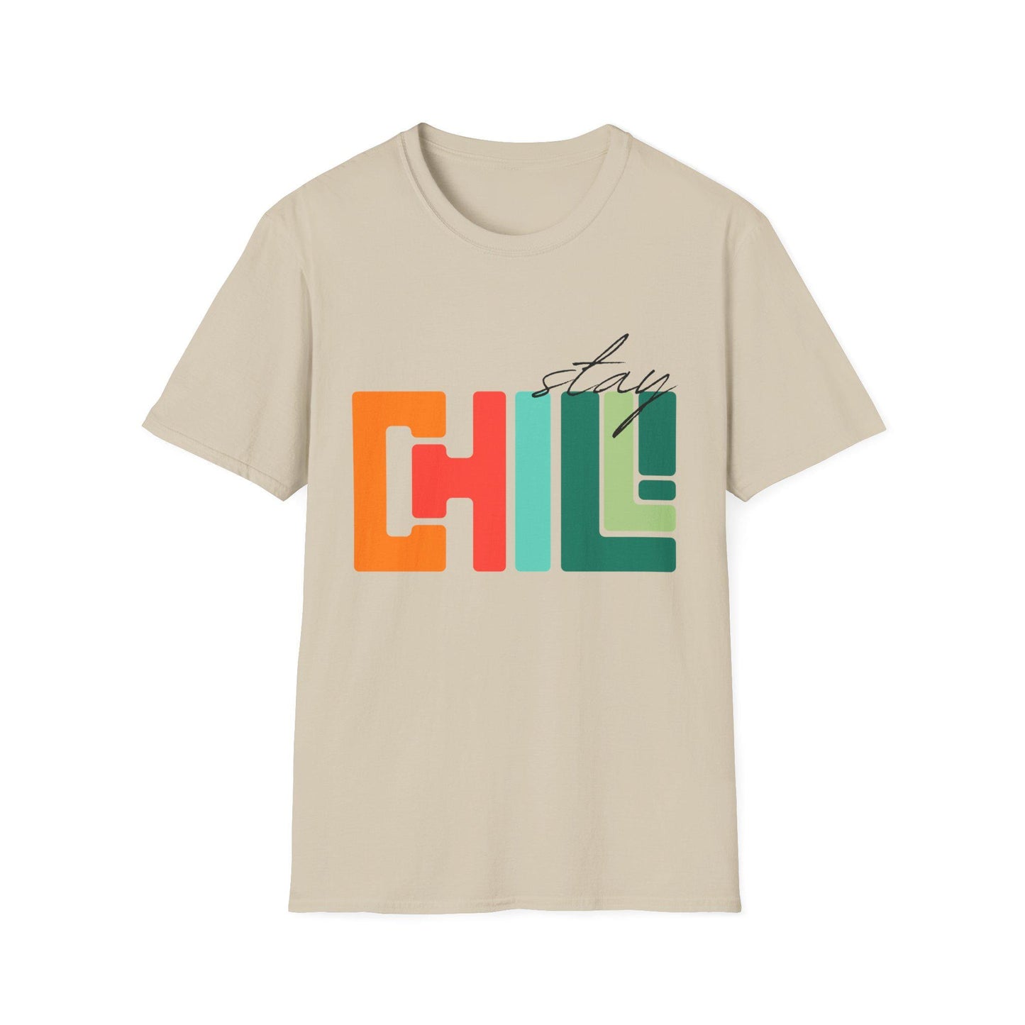 Unisex Stay Chill T-Shirt, Retro Color block Relaxed Graphic Tee, Men Women Teen Boy, Male Female Urban Apparel, Streetwear Attire School