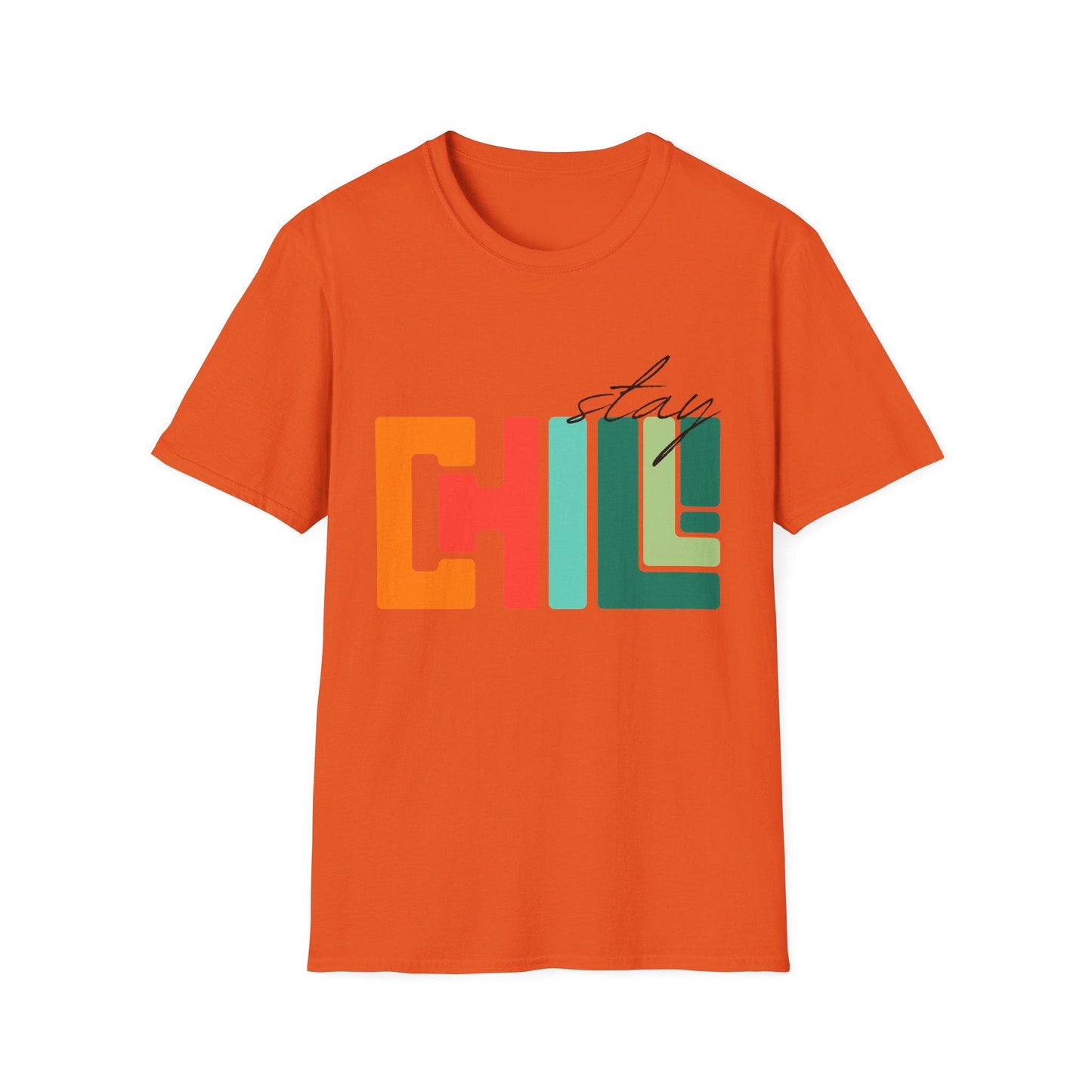 Unisex Stay Chill T-Shirt, Retro Color block Relaxed Graphic Tee, Men Women Teen Boy, Male Female Urban Apparel, Streetwear Attire School