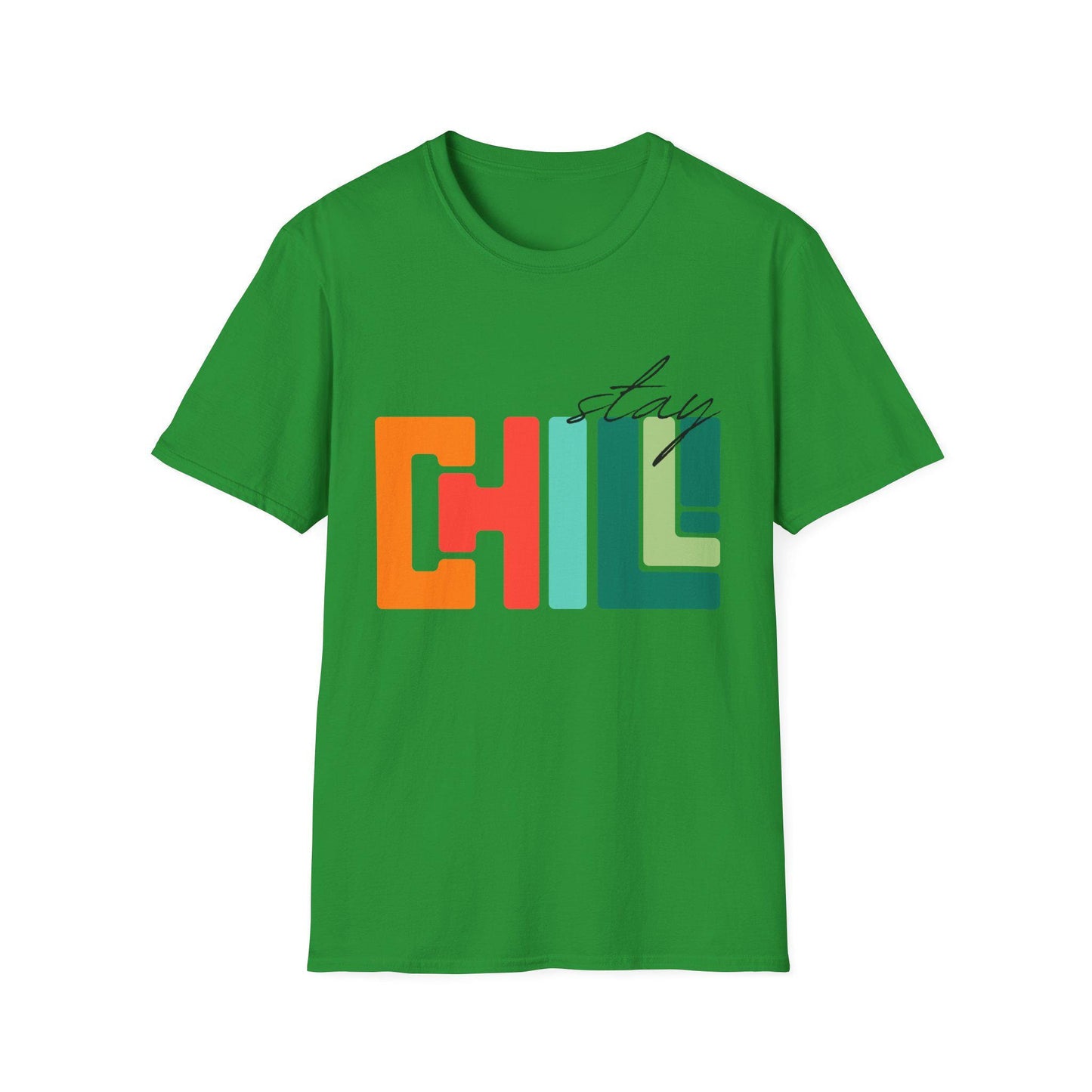 Unisex Stay Chill T-Shirt, Retro Color block Relaxed Graphic Tee, Men Women Teen Boy, Male Female Urban Apparel, Streetwear Attire School