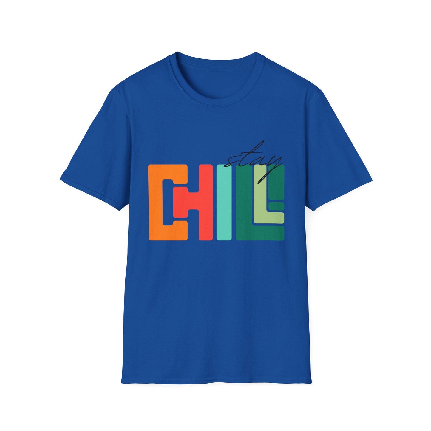 Unisex Stay Chill T-Shirt, Retro Color block Relaxed Graphic Tee, Men Women Teen Boy, Male Female Urban Apparel, Streetwear Attire School