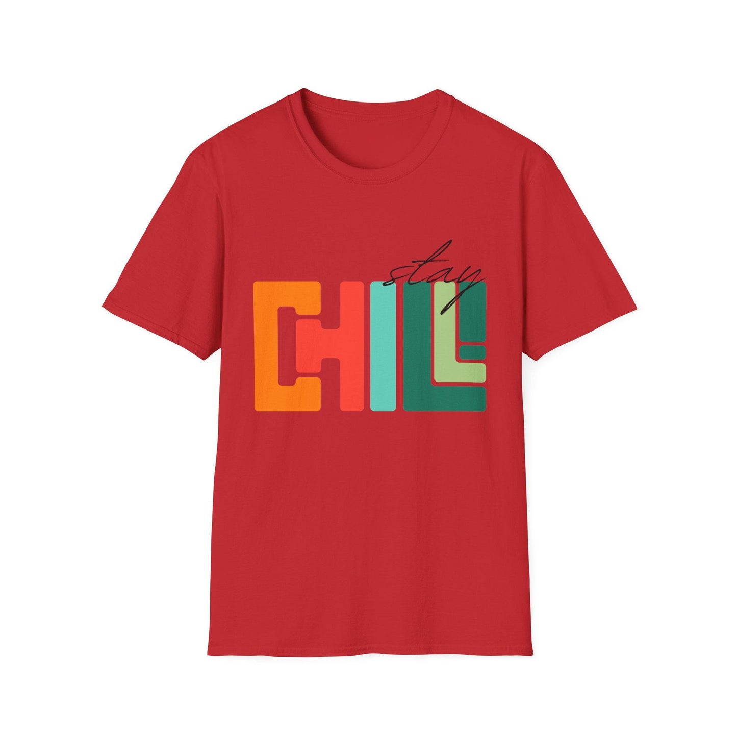 Unisex Stay Chill T-Shirt, Retro Color block Relaxed Graphic Tee, Men Women Teen Boy, Male Female Urban Apparel, Streetwear Attire School