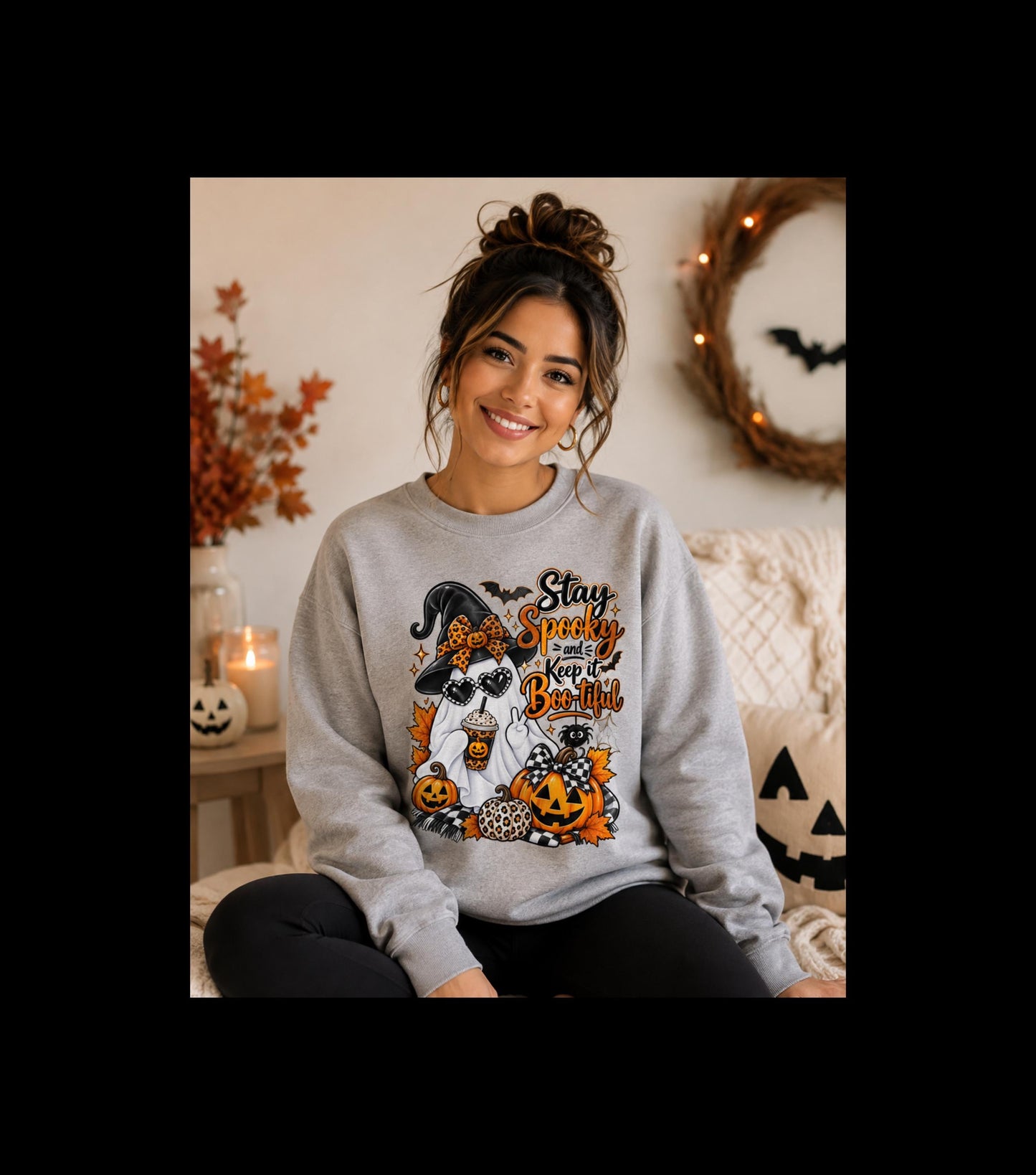 Stay Spooky & Be Kind Hoodie Sweatshirt | Halloween Ghost Pumpkin Design, Mom Female Teen Autumn Apparel, Everyday School Friend Streetwear