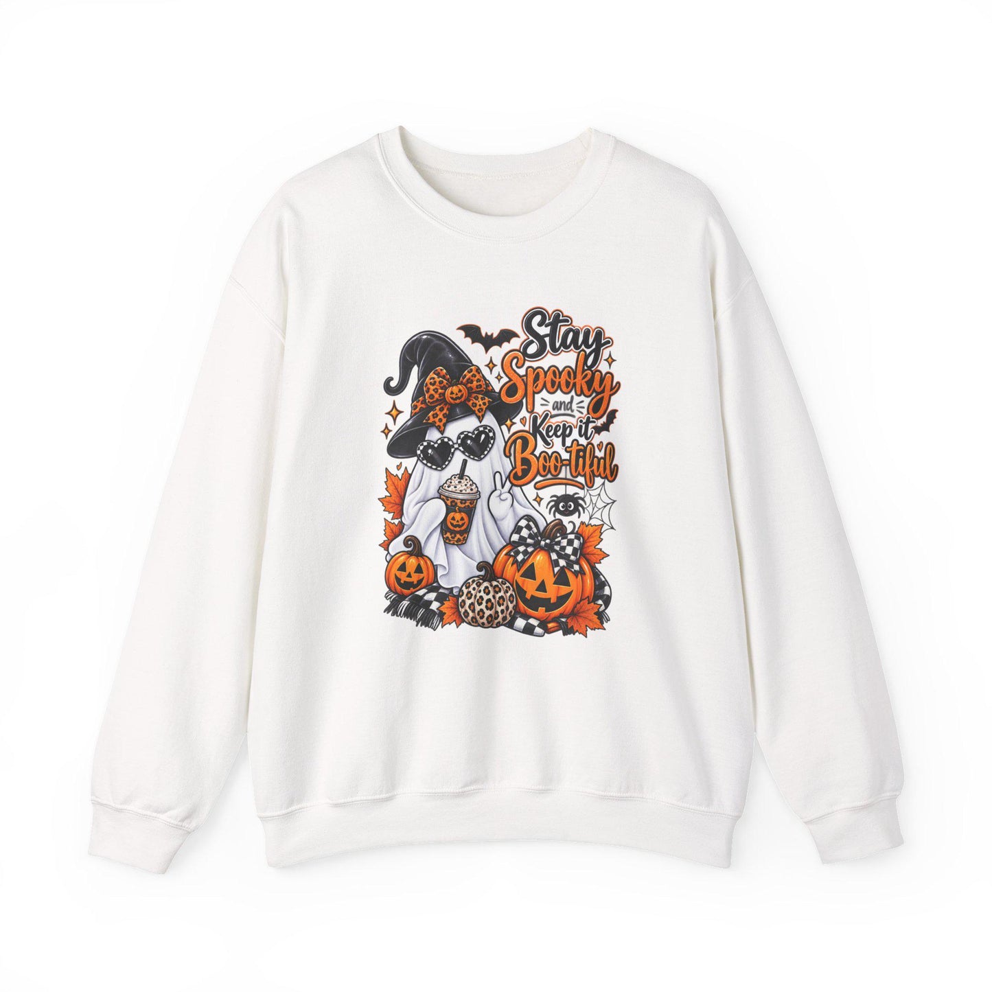 Stay Spooky & Be Kind Hoodie Sweatshirt | Halloween Ghost Pumpkin Design, Mom Female Teen Autumn Apparel, Everyday School Friend Streetwear
