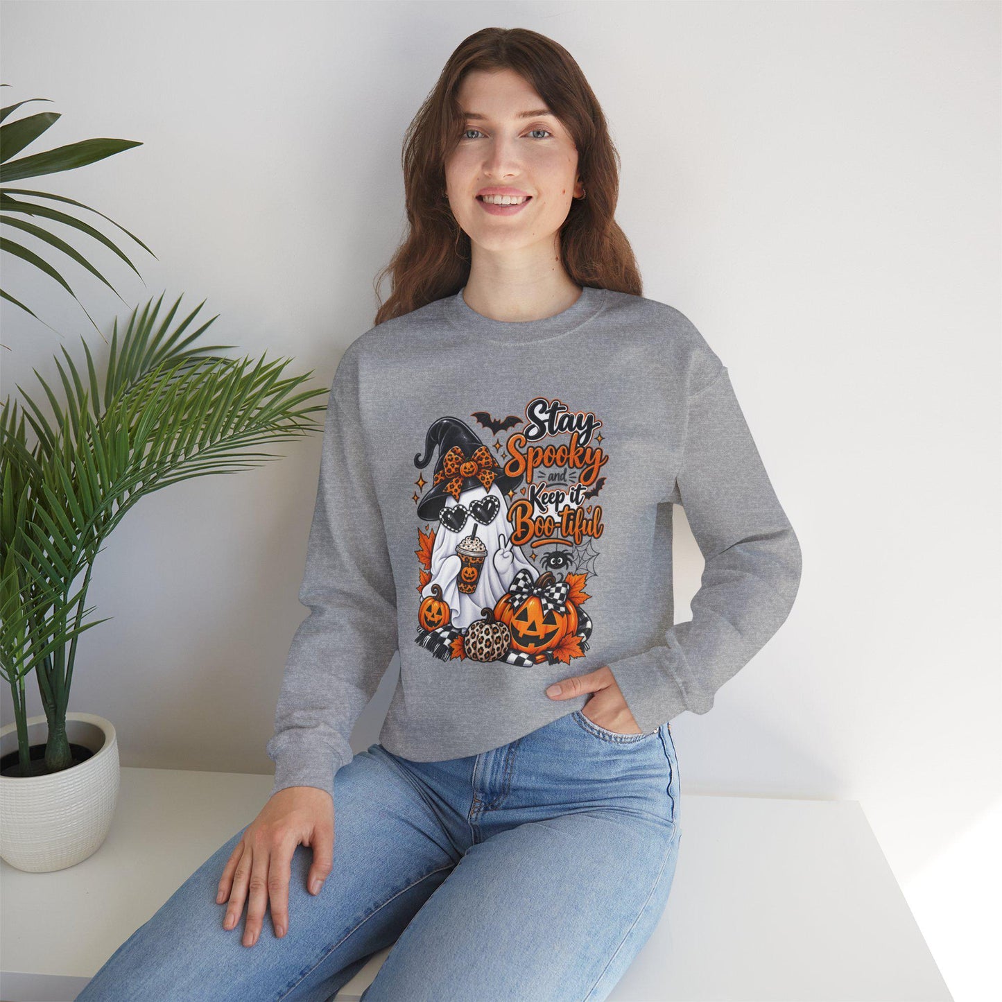 Stay Spooky & Be Kind Hoodie Sweatshirt | Halloween Ghost Pumpkin Design, Mom Female Teen Autumn Apparel, Everyday School Friend Streetwear