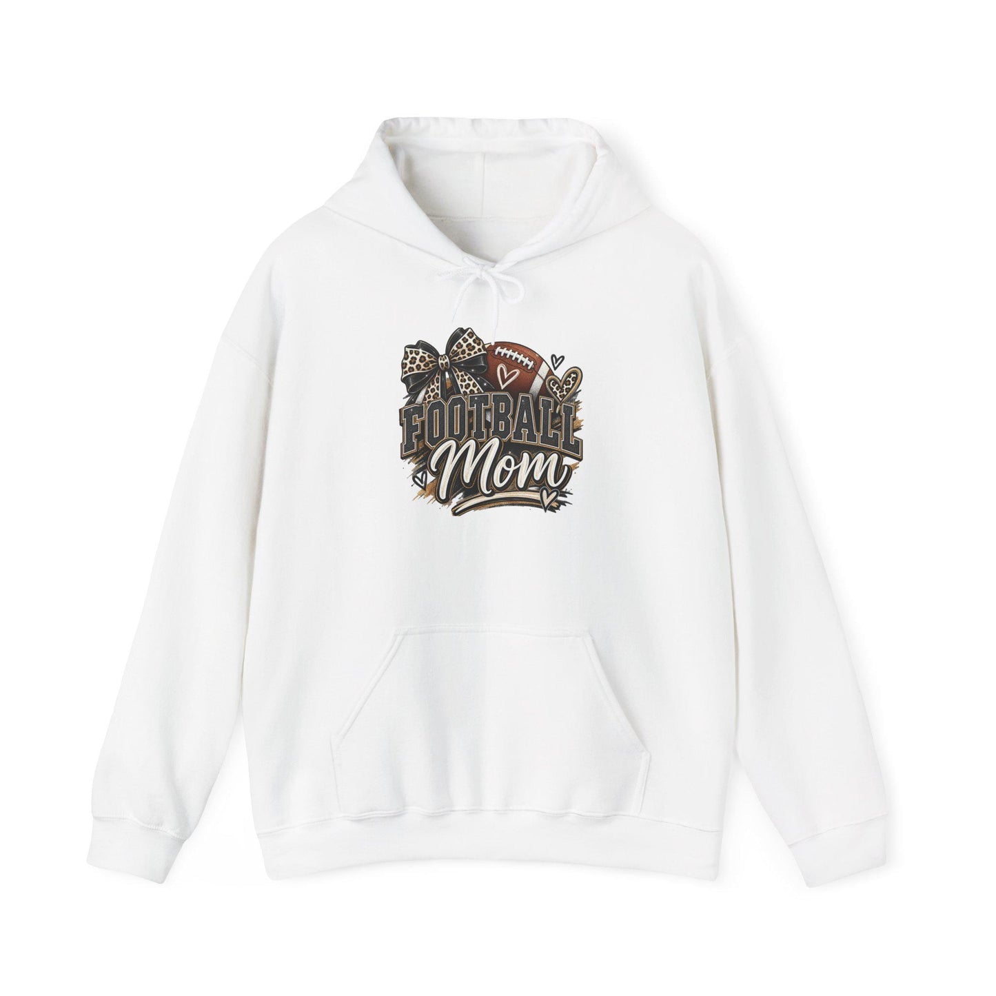 Football Mom Hoodie | Leopard Football Graphic, Paw Print Football Season Everyday Pullover, Female Woman, Streetwear Sweatshirt Apparel