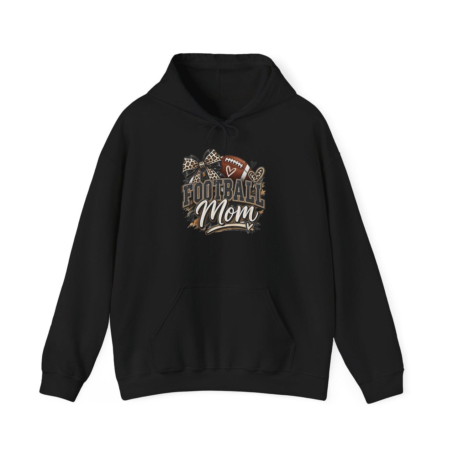 Football Mom Hoodie | Leopard Football Graphic, Paw Print Football Season Everyday Pullover, Female Woman, Streetwear Sweatshirt Apparel