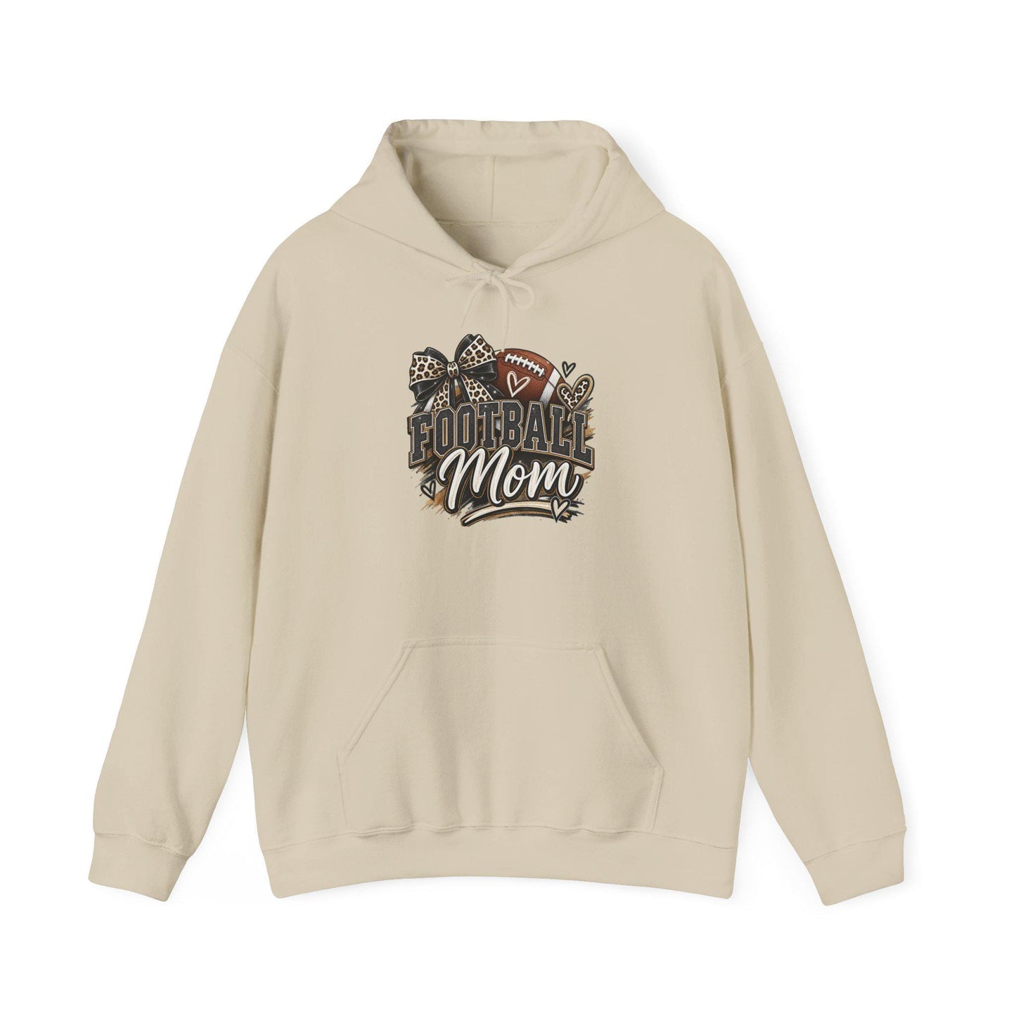 Football Mom Hoodie | Leopard Football Graphic, Paw Print Football Season Everyday Pullover, Female Woman, Streetwear Sweatshirt Apparel