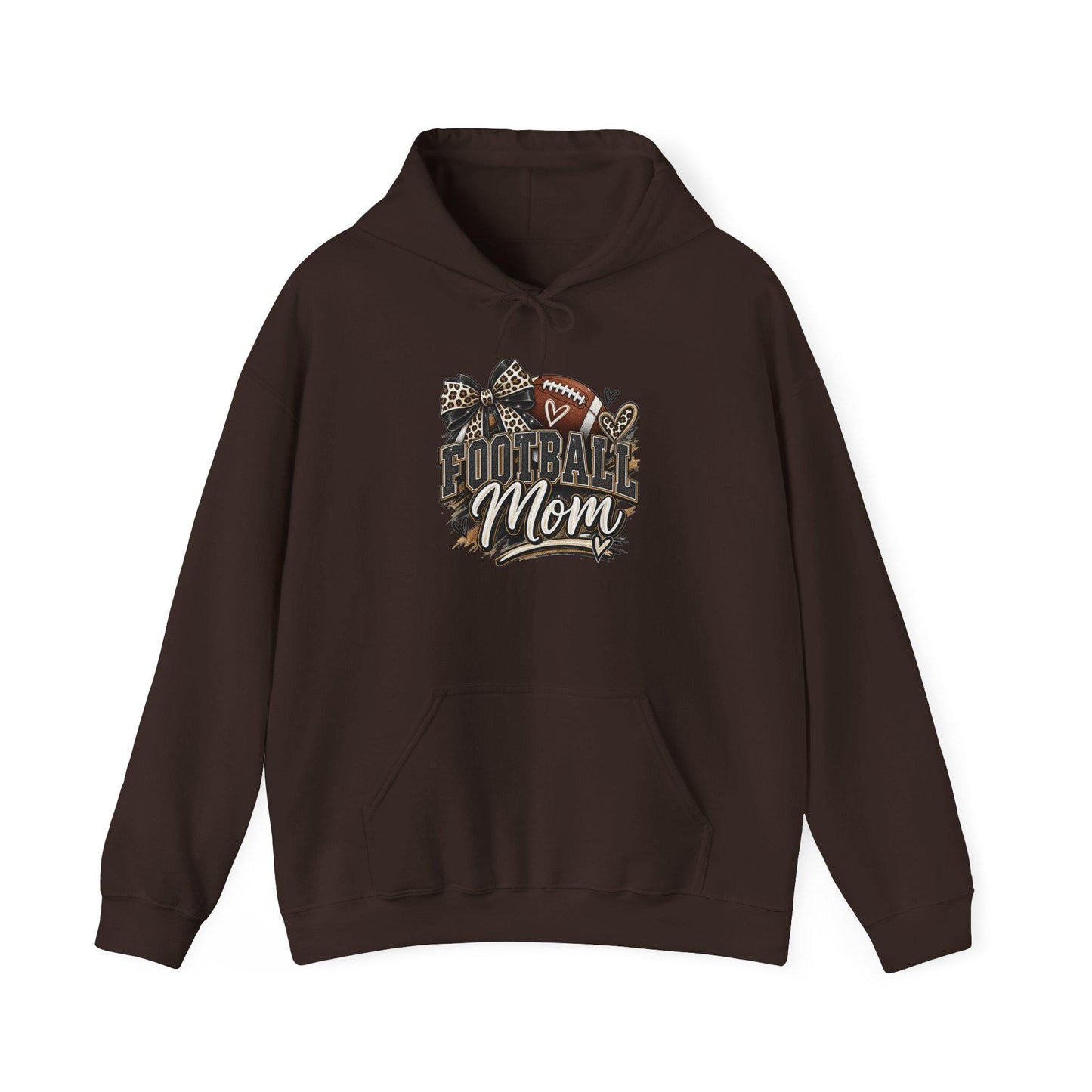 Football Mom Hoodie | Leopard Football Graphic, Paw Print Football Season Everyday Pullover, Female Woman, Streetwear Sweatshirt Apparel
