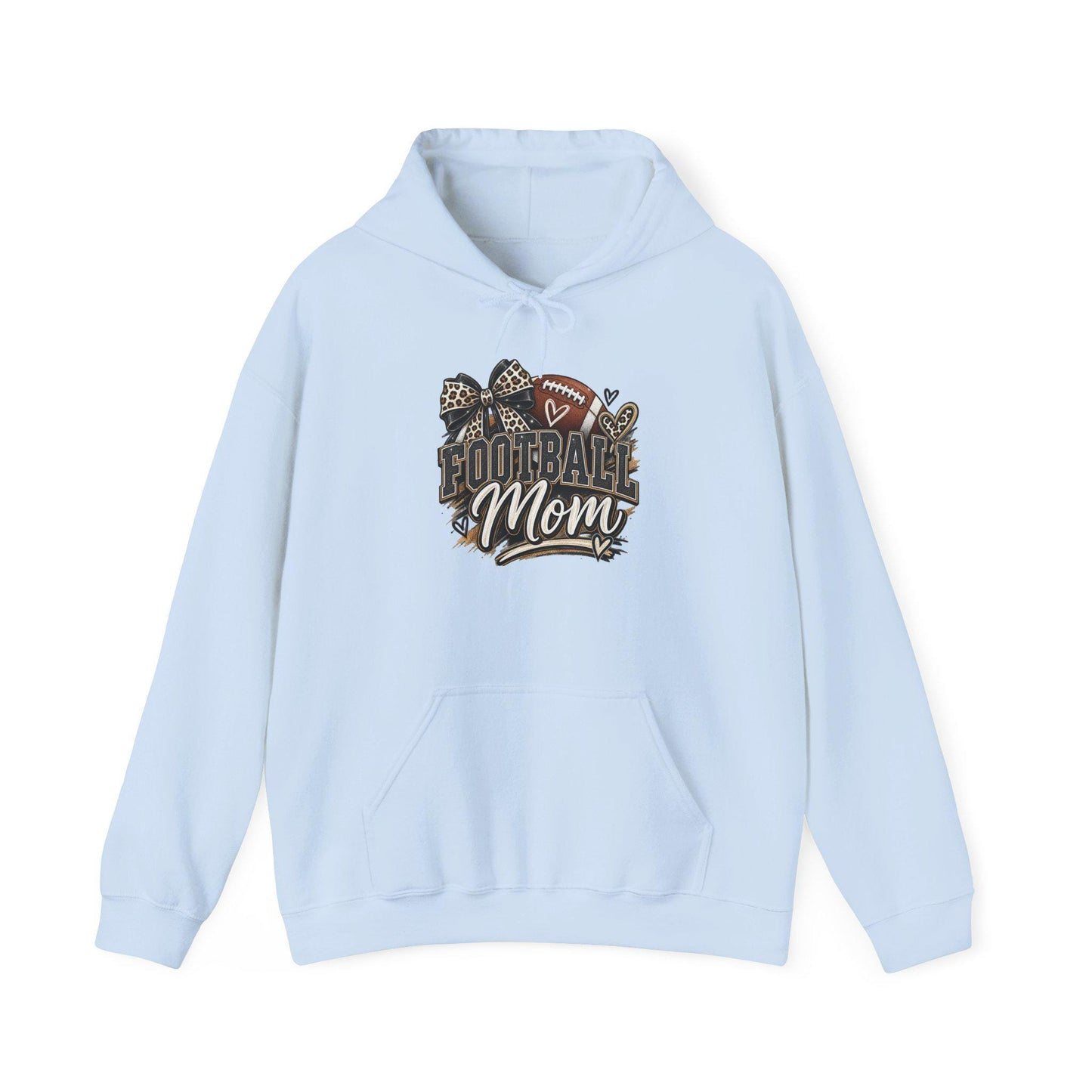 Football Mom Hoodie | Leopard Football Graphic, Paw Print Football Season Everyday Pullover, Female Woman, Streetwear Sweatshirt Apparel