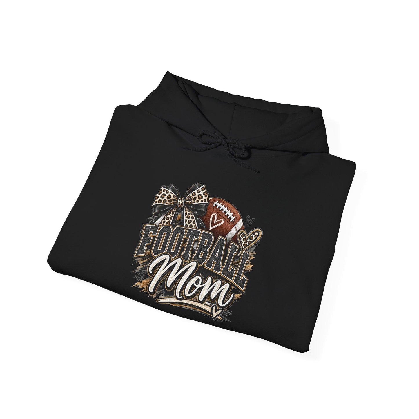 Football Mom Hoodie | Leopard Football Graphic, Paw Print Football Season Everyday Pullover, Female Woman, Streetwear Sweatshirt Apparel