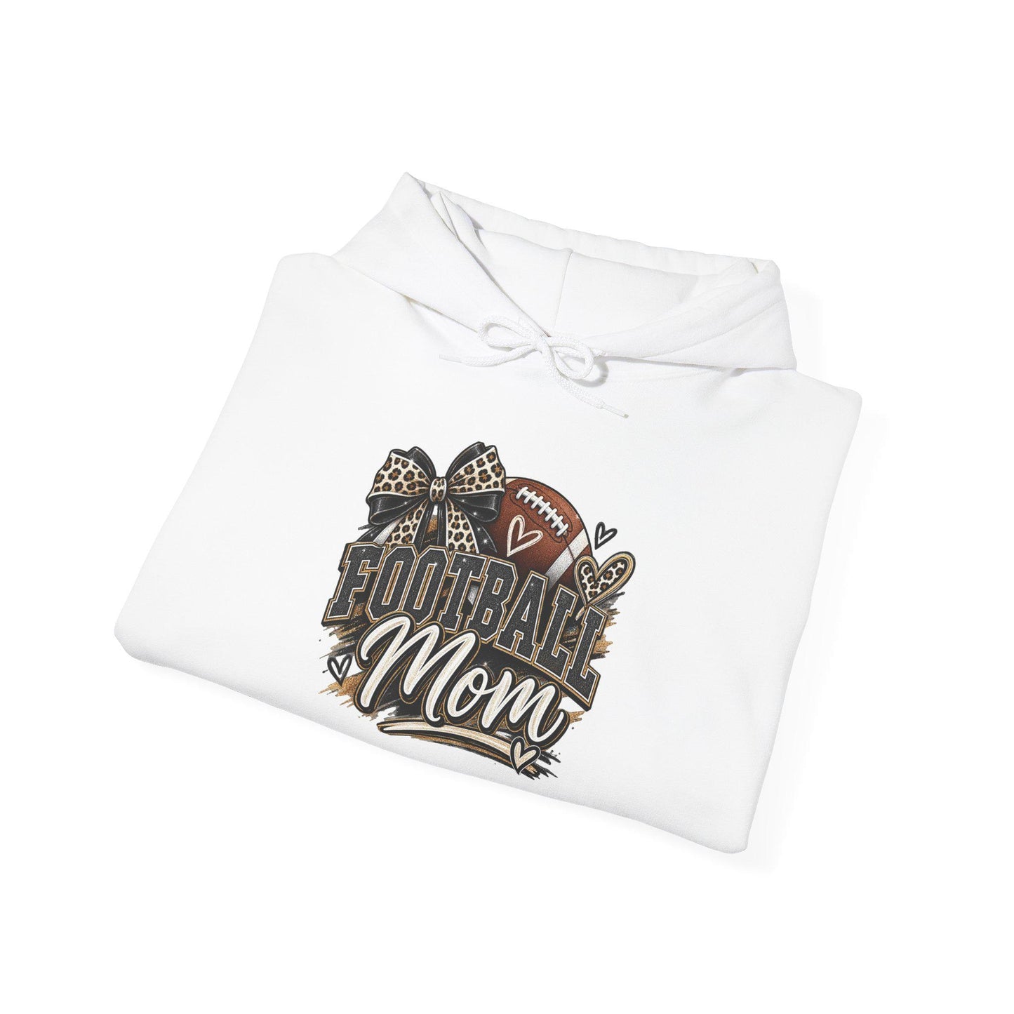 Football Mom Hoodie | Leopard Football Graphic, Paw Print Football Season Everyday Pullover, Female Woman, Streetwear Sweatshirt Apparel