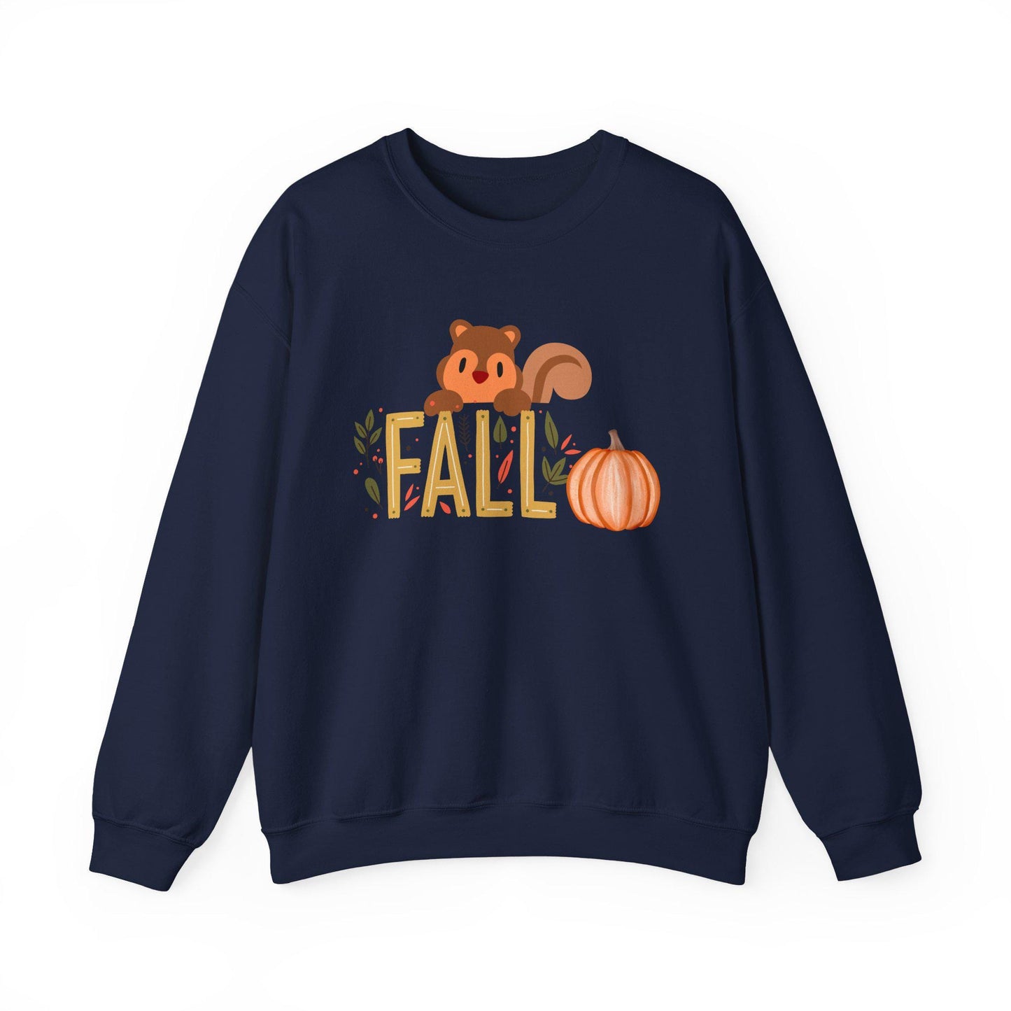 Squirrel Pumpkin FALL Crewneck Sweatshirt | Cozy Autumn Graphic Tee