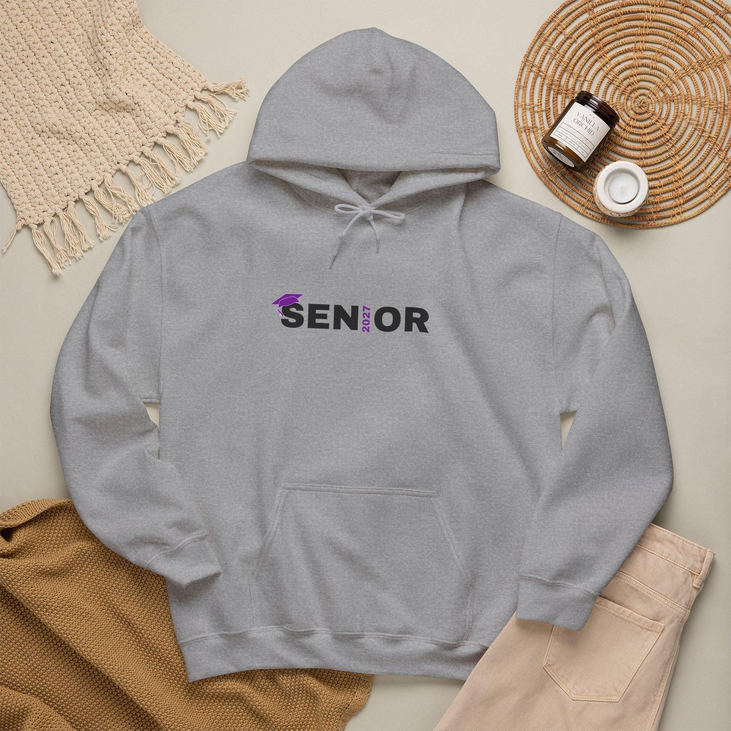 Senior Class 2027 Hoodie | Graduation Cap Seniors Rule Back Print | Teen Back to School